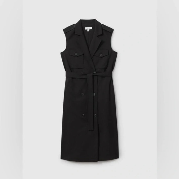 NEW Reiss Kimora  Wool Blend Double Breasted Tie Midi Dress Black | UK 10 / US 6 - Picture 5 of 12